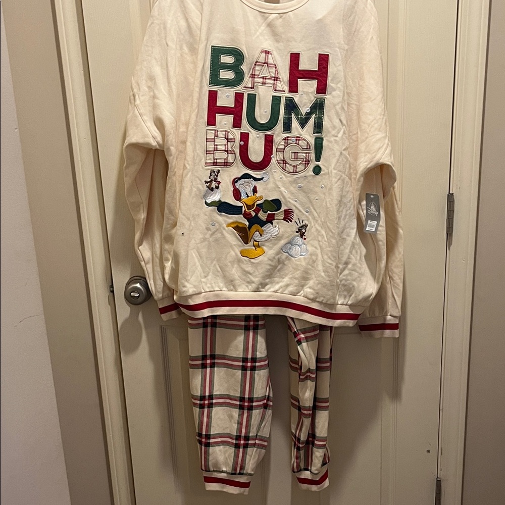 Disney Cream and Red Pajama Set with Donald Duck